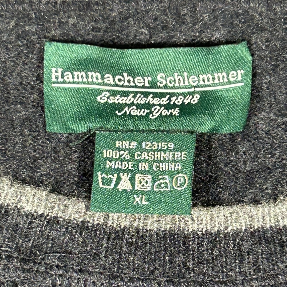 Hammacher Schlemmer Washable Cashmere Sweater Mens XL Navy Blue Preppy Crewneck - Picture 2 of 12